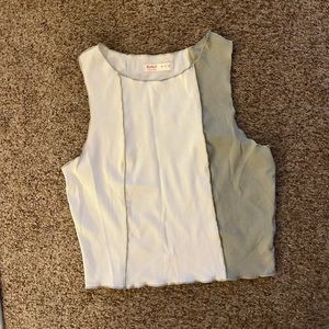 White and Sage Sleeveless Top Size S